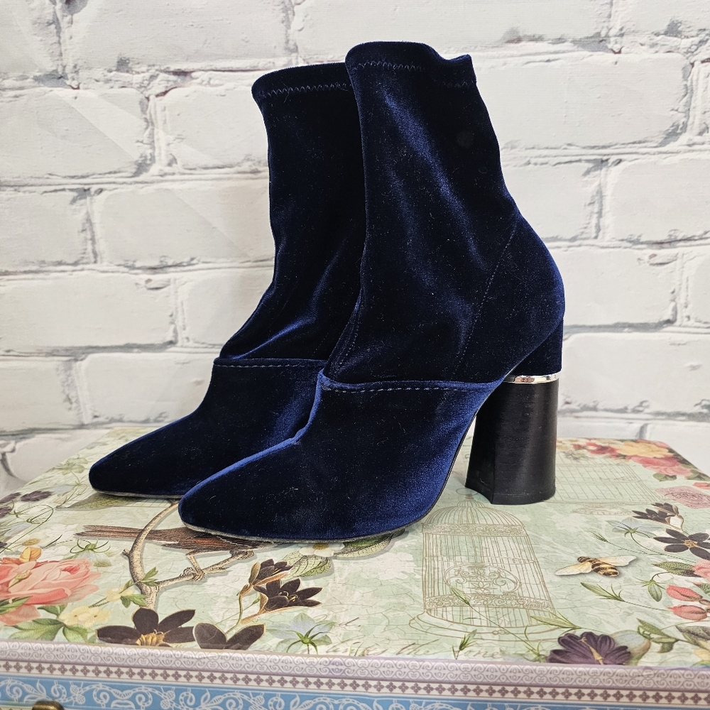 3.1 Phillip Lim Kyoto Velvet Sock Booties in Blue